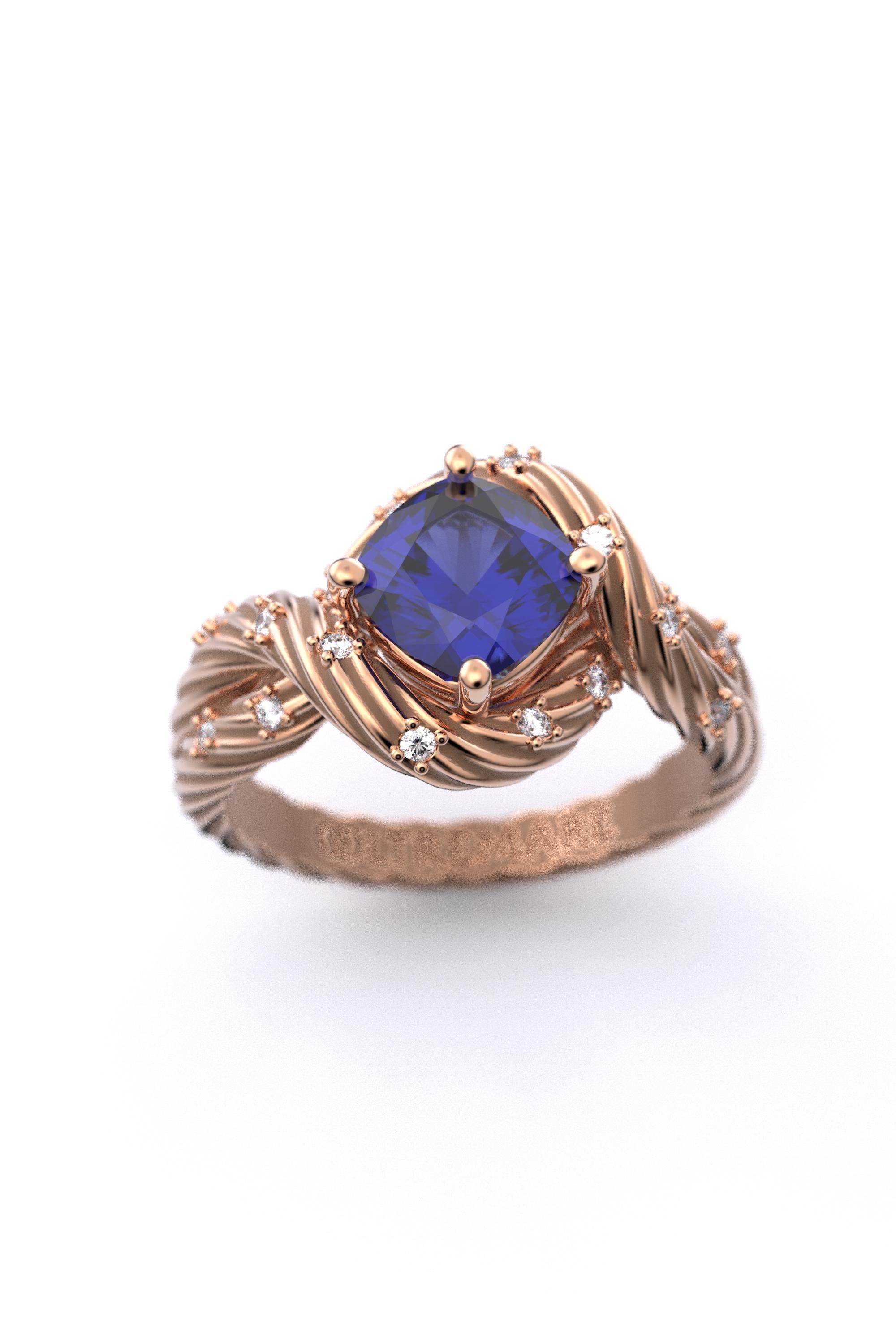 For Sale:  Tanzanite and Diamonds Statement Ring in 18k Solid Gold, Italian Fine Jewelry 3