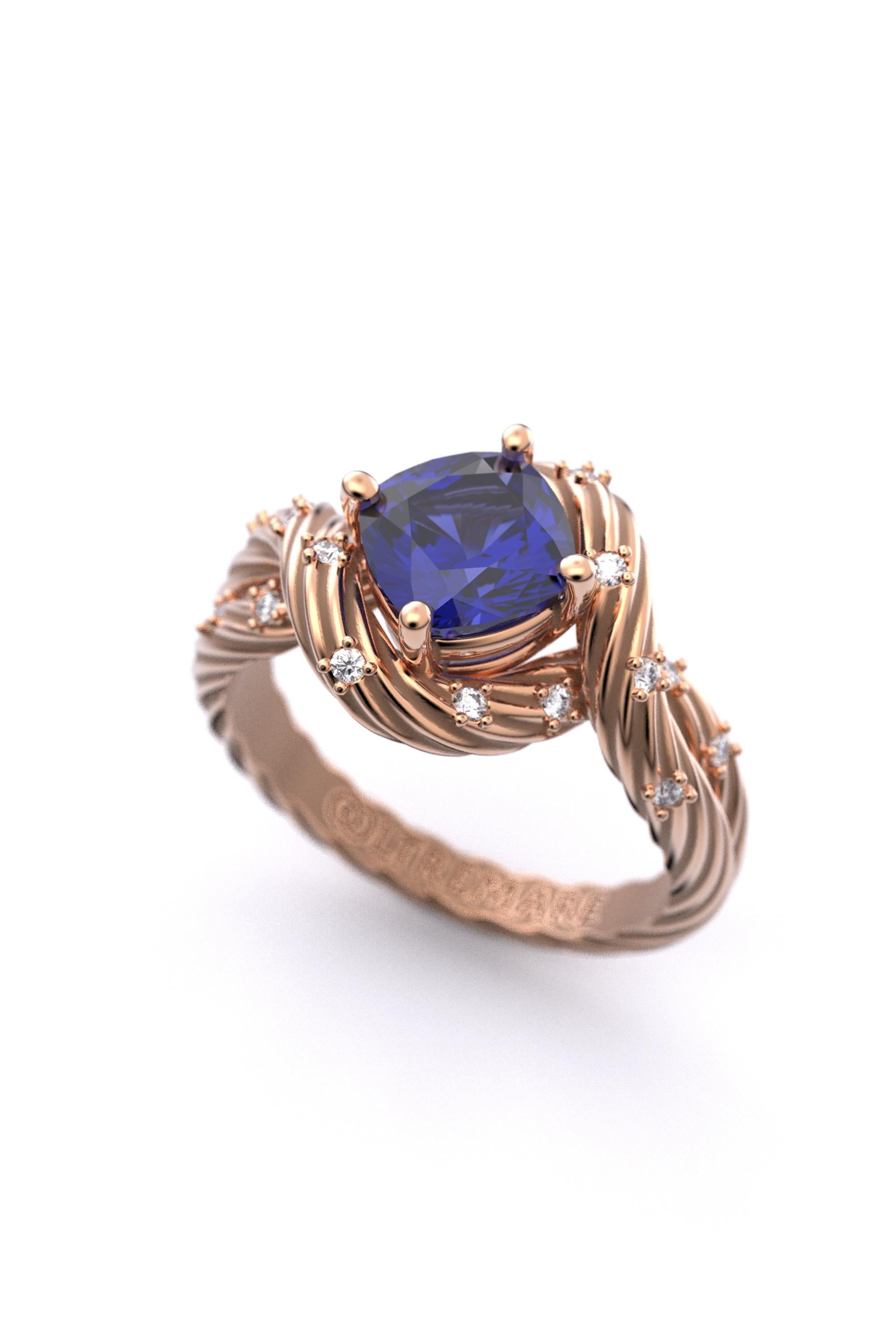 For Sale:  Tanzanite and Diamonds Statement Ring in 18k Solid Gold, Italian Fine Jewelry 5