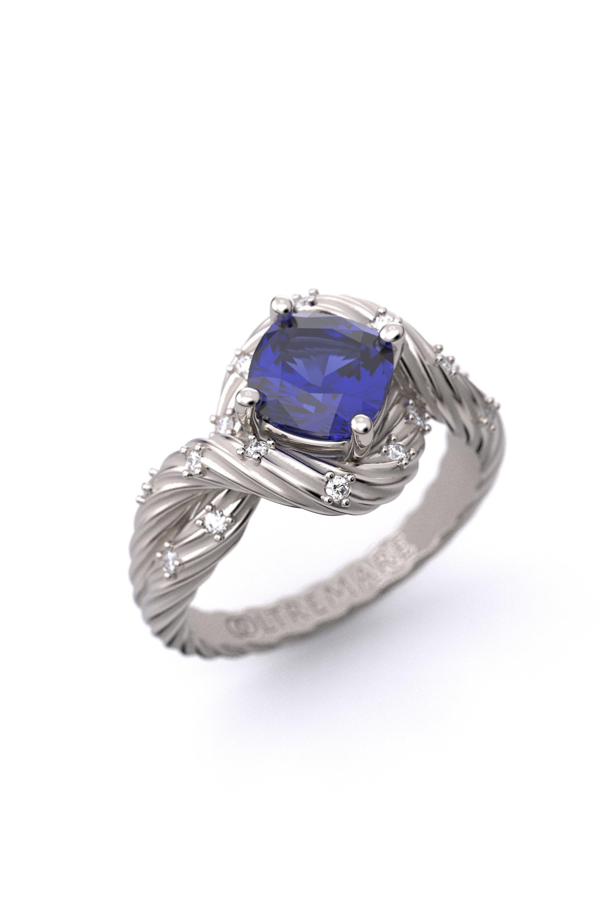 For Sale:  Tanzanite and Diamonds Statement Ring in 18k Solid Gold, Italian Fine Jewelry 6
