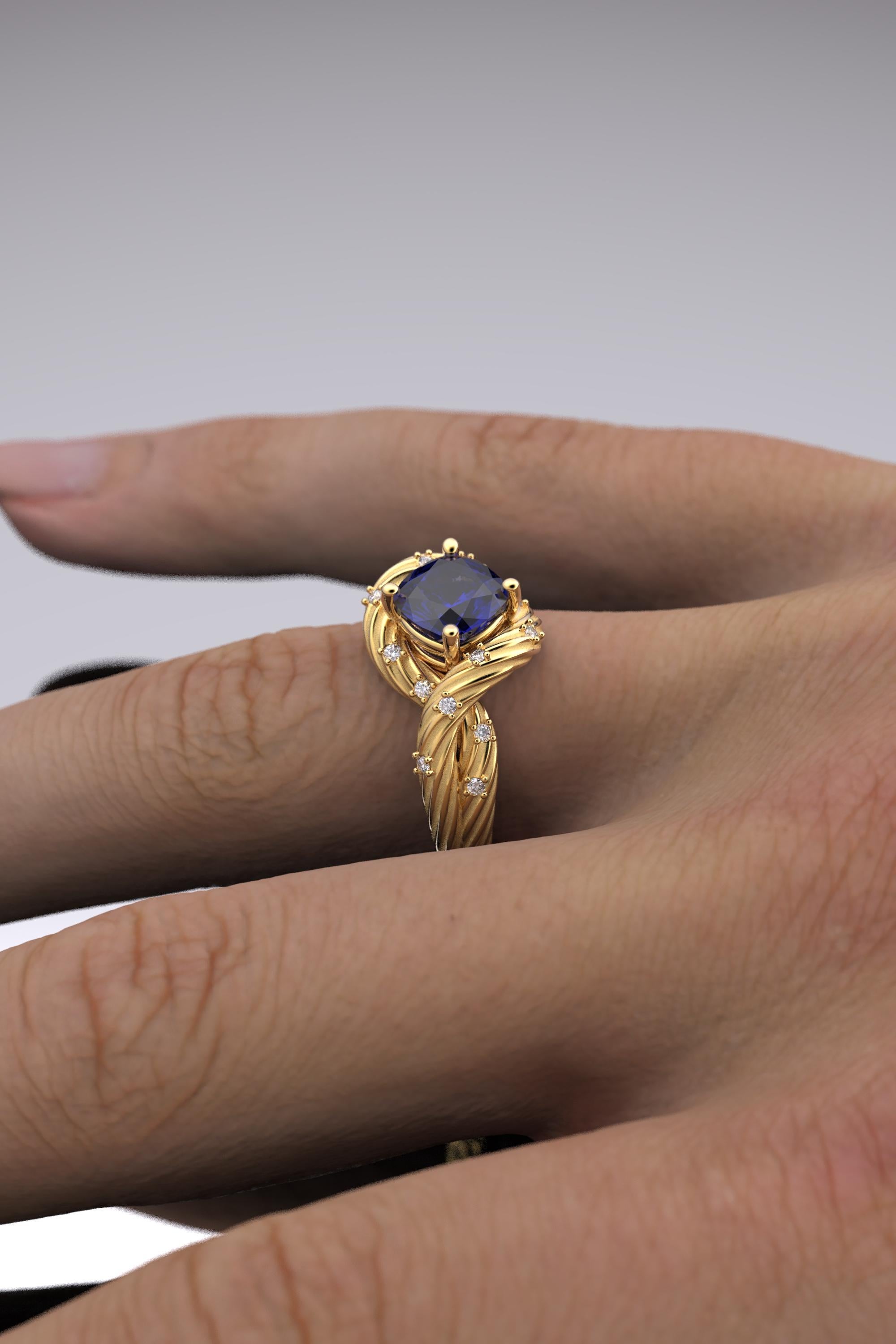 For Sale:  Tanzanite and Diamonds Statement Ring in 18k Solid Gold, Italian Fine Jewelry 8