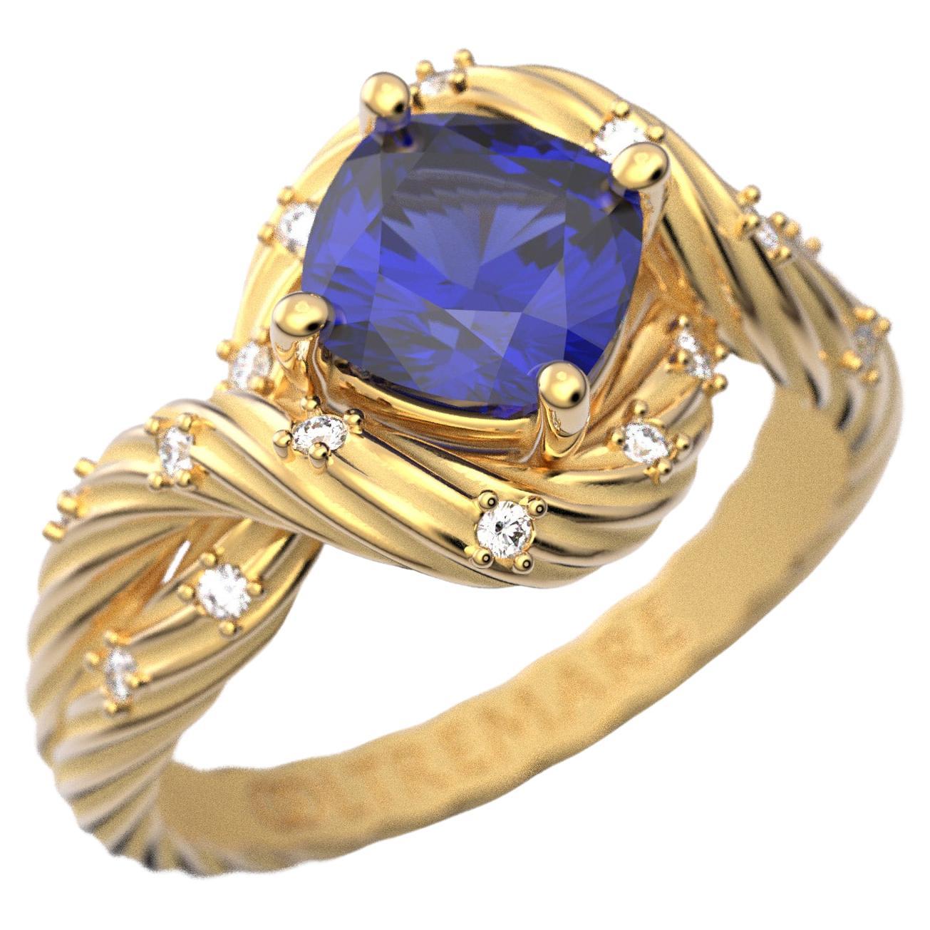 For Sale:  Tanzanite and Diamonds Statement Ring in 18k Solid Gold, Italian Fine Jewelry