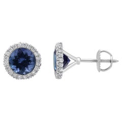 Tanzanite and Micropave Diamond Stud Earrings