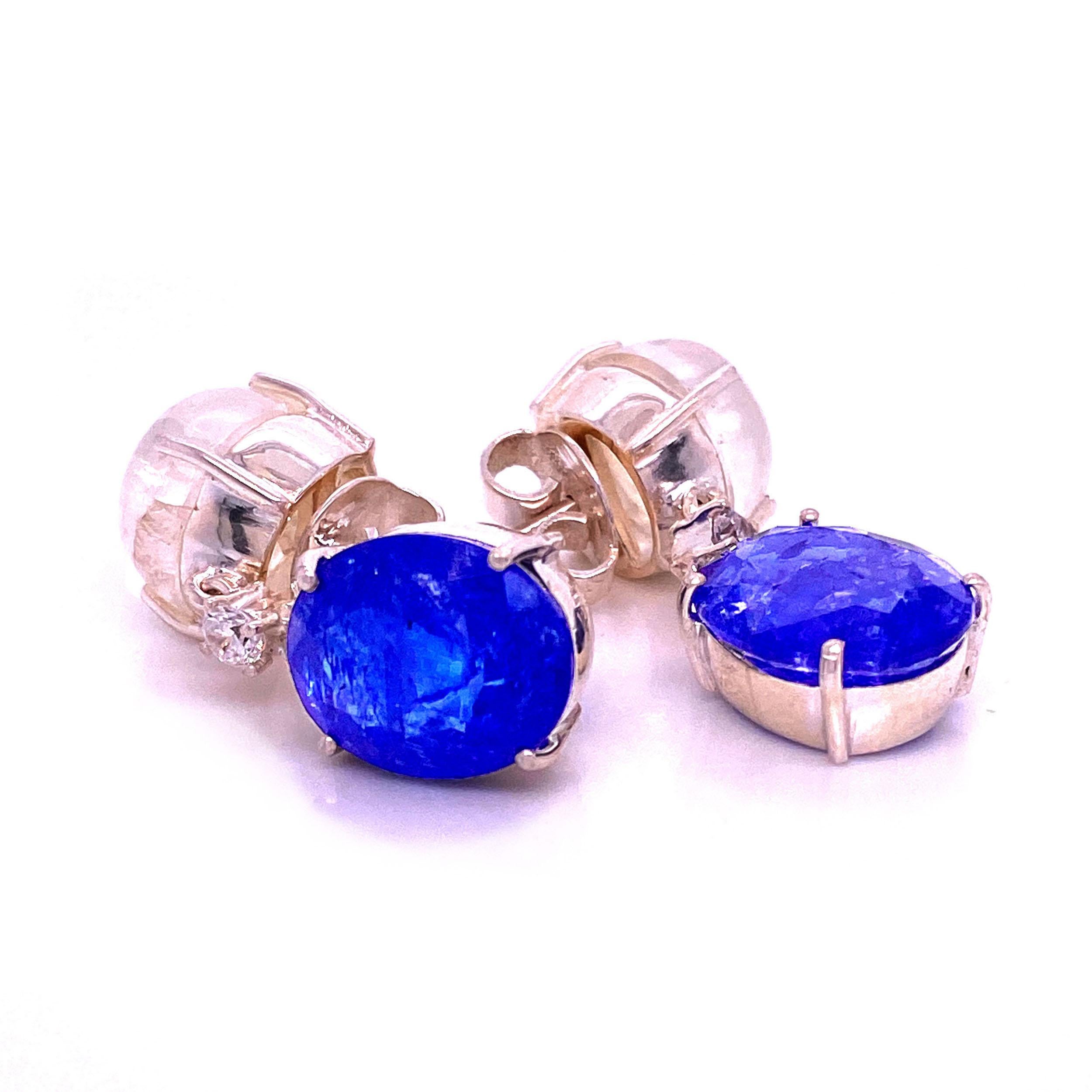 Oval Cut Tanzanite and Moonstone 'Nautical Collection'  Earrings