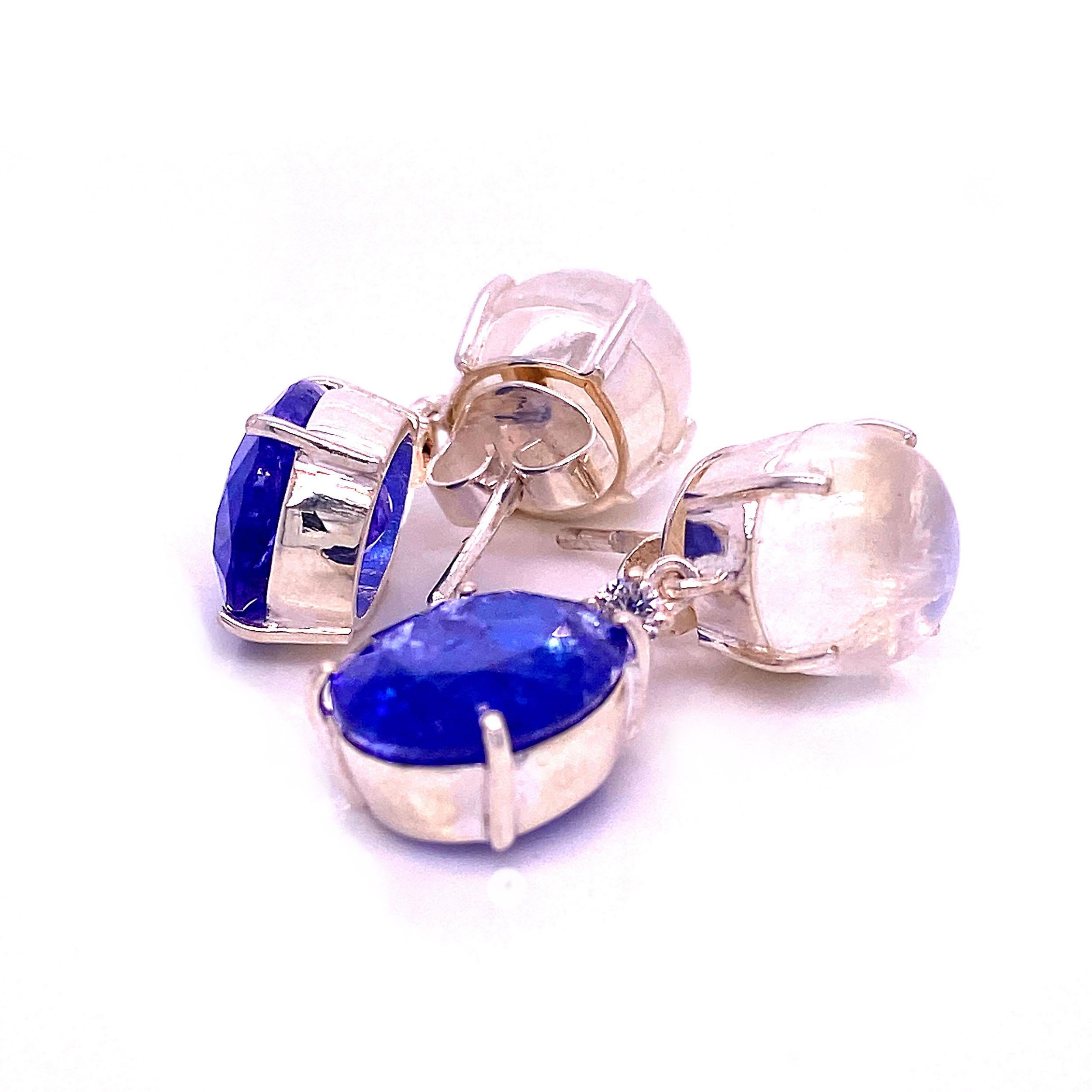 Tanzanite and Moonstone 'Nautical Collection'  Earrings In New Condition In Raleigh, NC
