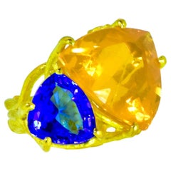 Tanzanite and Opal 18K Yellow Gold Ring, Sam Shaw