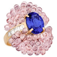 Tanzanite and Pink Sapphire Cocktail Ring