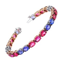 Pulsera de tanzanita y turmalina rosa en oro blanco y rosa