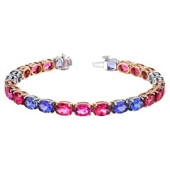 Pulsera de tanzanita y turmalina rosa en oro blanco y rosa