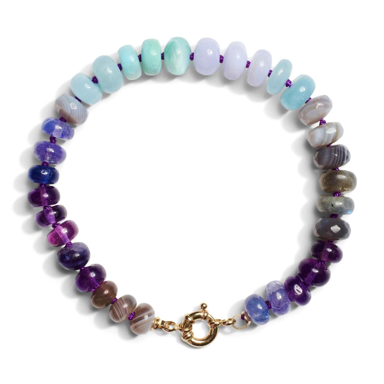 Moderne Bracelet en or jaune Tanzanite et saphir en vente