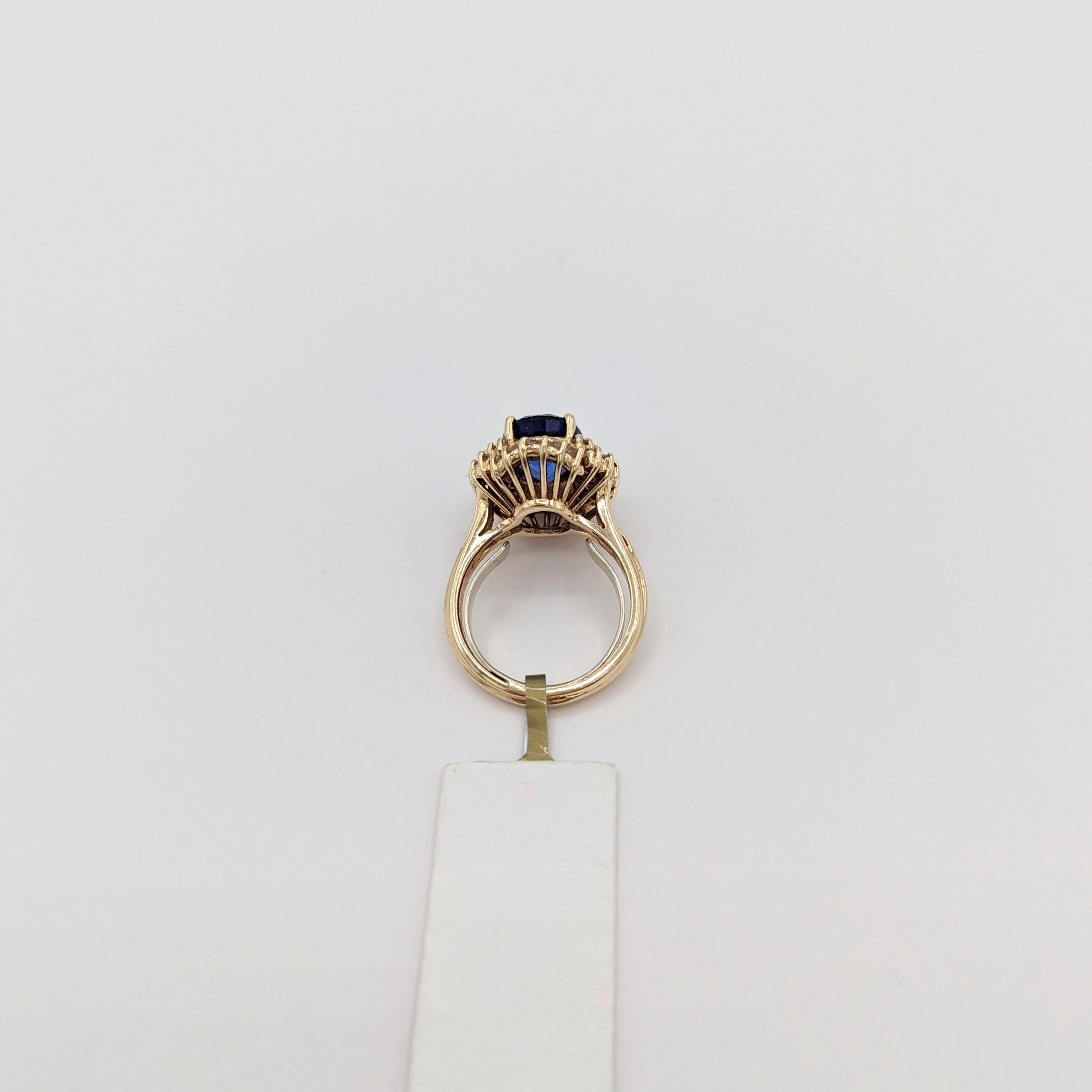 Tanzanite and White Diamond Cocktail Ring in 14K Yellow Gold 1