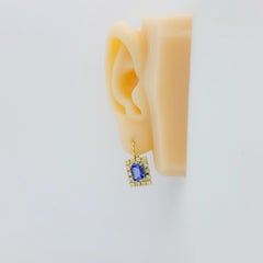 Tanzanite and White Diamond Dangle Earrings in 18k Yellow Gold