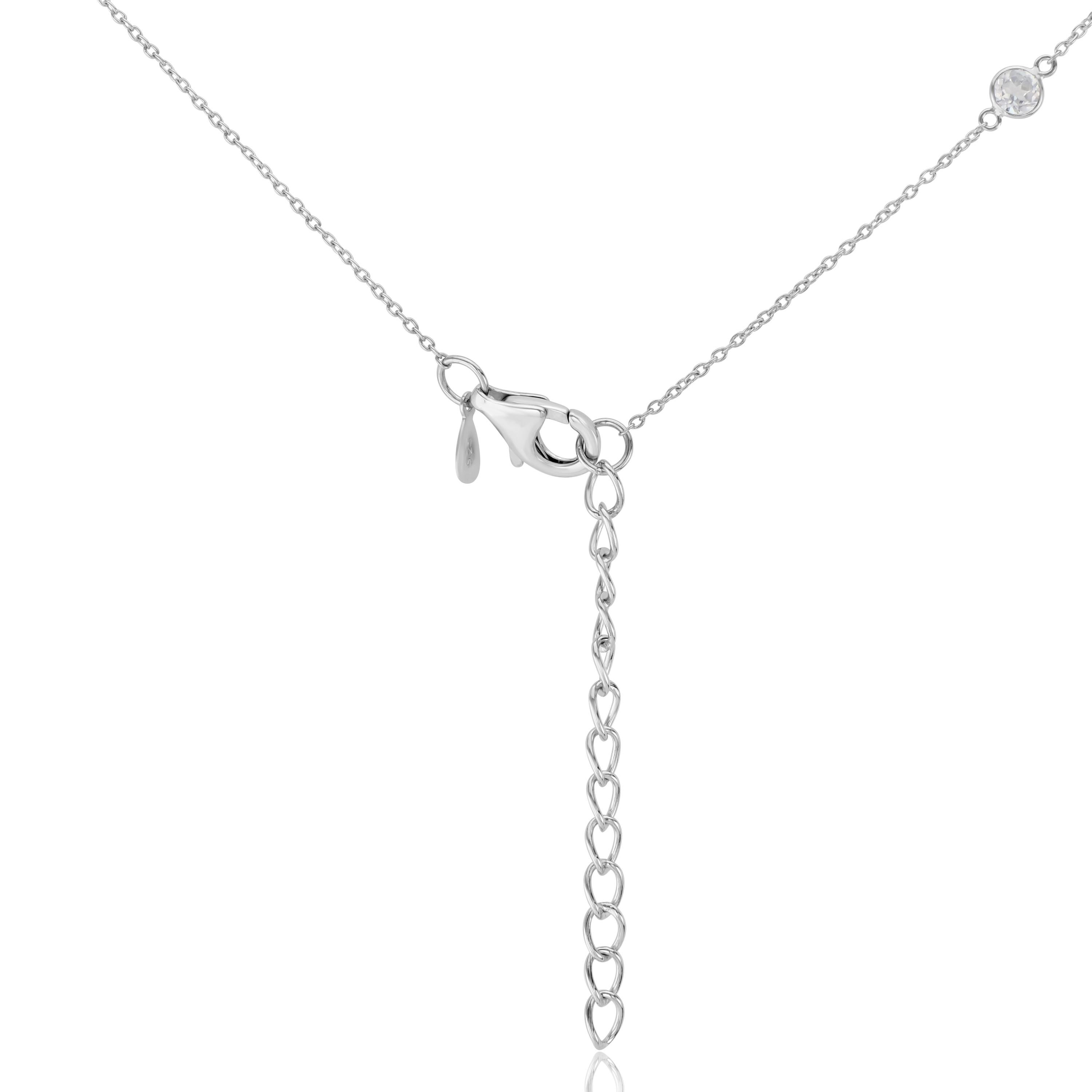 Pear Cut Tanzanite and White Topaz Pendant Necklace in Sterling Silver