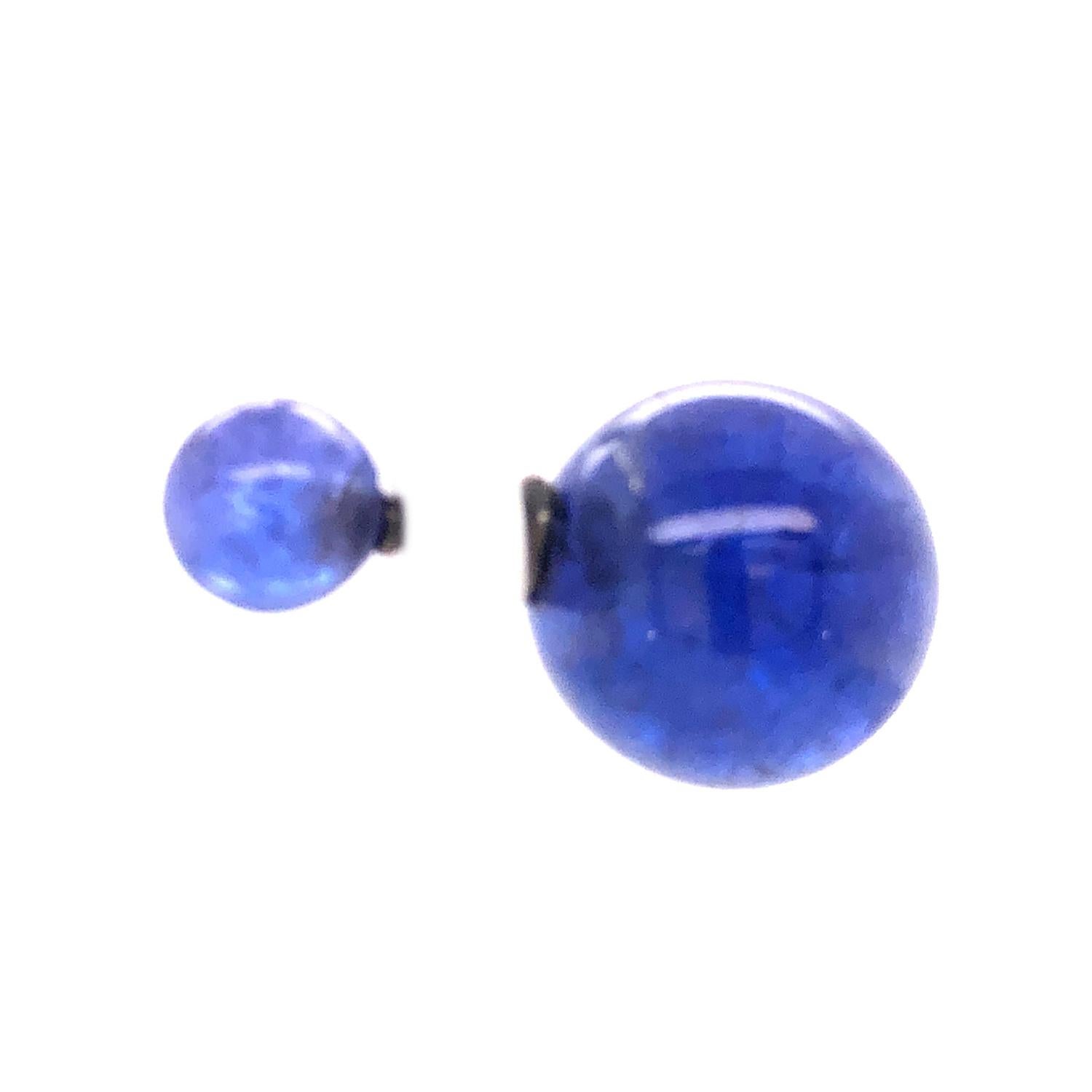 Art Déco Orecchini a tunnel con sfera di tanzanite in oro 14k in vendita