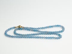 Tanzanite Beaded Necklace Choker with 14 Karat Yellow Gold Clasp