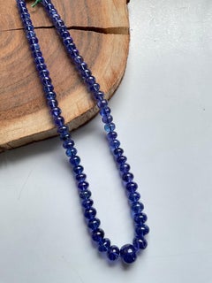 Tanzanite Beaded Necklace Gem Quality Smooth Rondelles Fine Jewelry