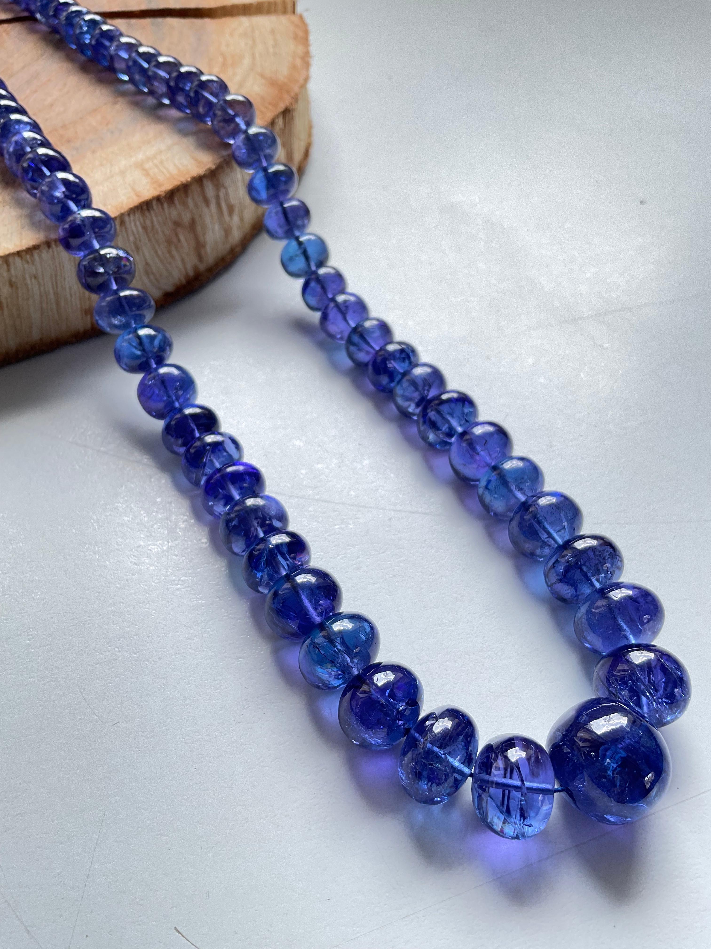 Tanzanite Beaded Necklace Gem Quality Smooth Rondelles Fine Jewelry For Sale 1