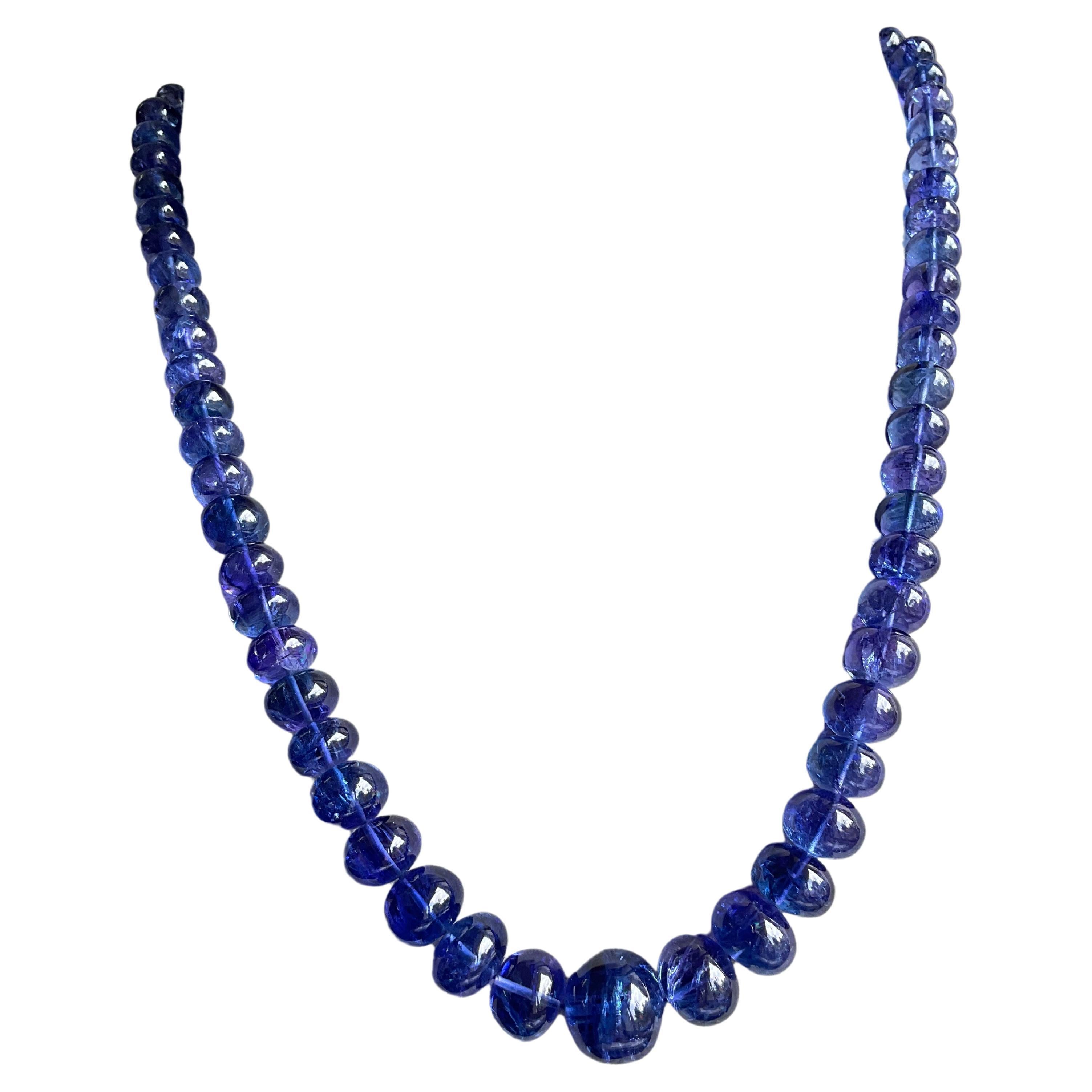 Tanzanite Beaded Necklace Gem Quality Smooth Rondelles Fine Jewelry For Sale