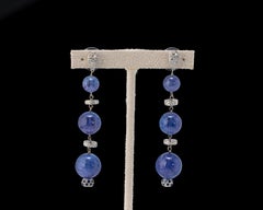 Tanzanite Beads and Diamond Dangle Earrings