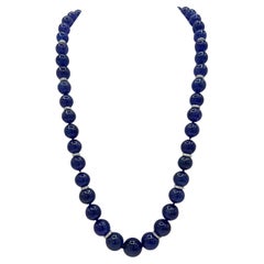 Tanzanite Beads and White Diamond Graduated Necklace in 18K White Gold
