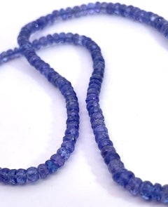 Tanzanite Beaded Necklace on Silver Chain, United Kingdom, 17 Inches