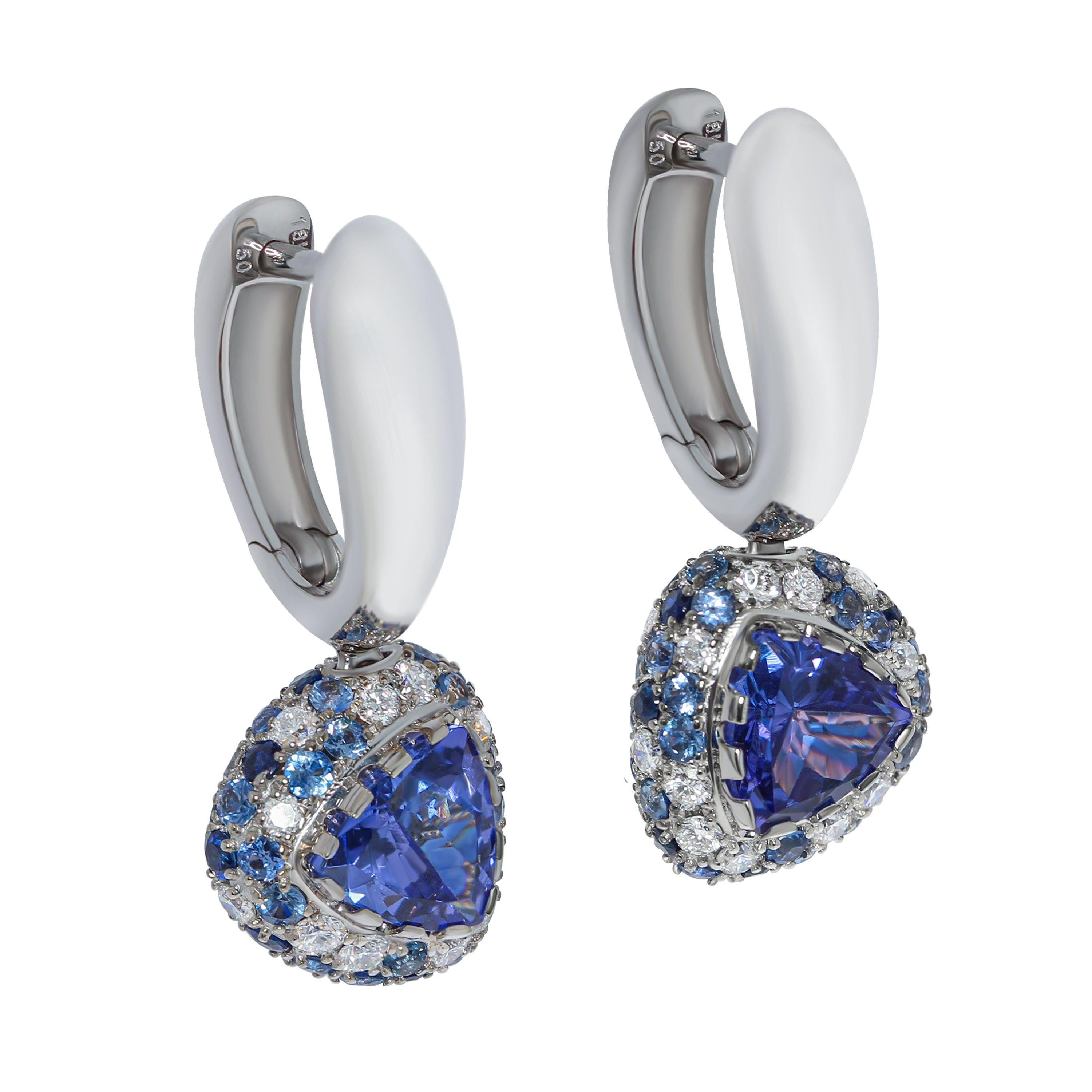 For Sale:  Tanzanite Blue Sapphires Diamonds White 18 Karat Gold Riviera Suite 11