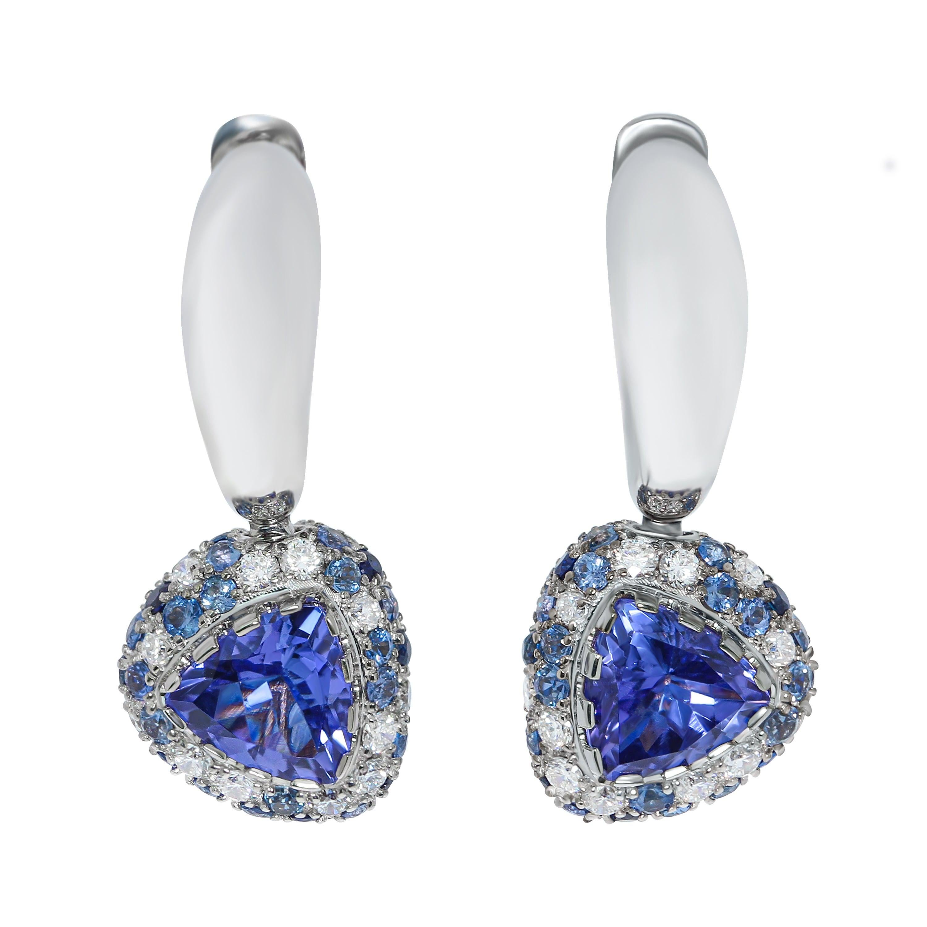 For Sale:  Tanzanite Blue Sapphires Diamonds White 18 Karat Gold Riviera Suite 12