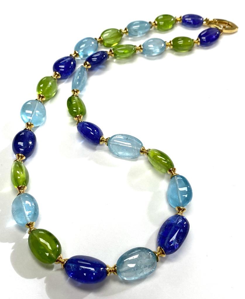 Tanzanite, Blue Topaz & Peridot bead necklace -18'' in 18k Yellow Gold, from 'Beyond' Collection

Gemstone Weight: 305.78 Carats