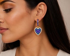 Pendientes en forma de corazón con tanzanita y circón azul, piedras natales, en oro de 14K de Meghna Jewels