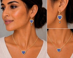 Tanzanite Blue Zircon Diamond Heart Drop Earrings 14K Gold by Meghna Jewels