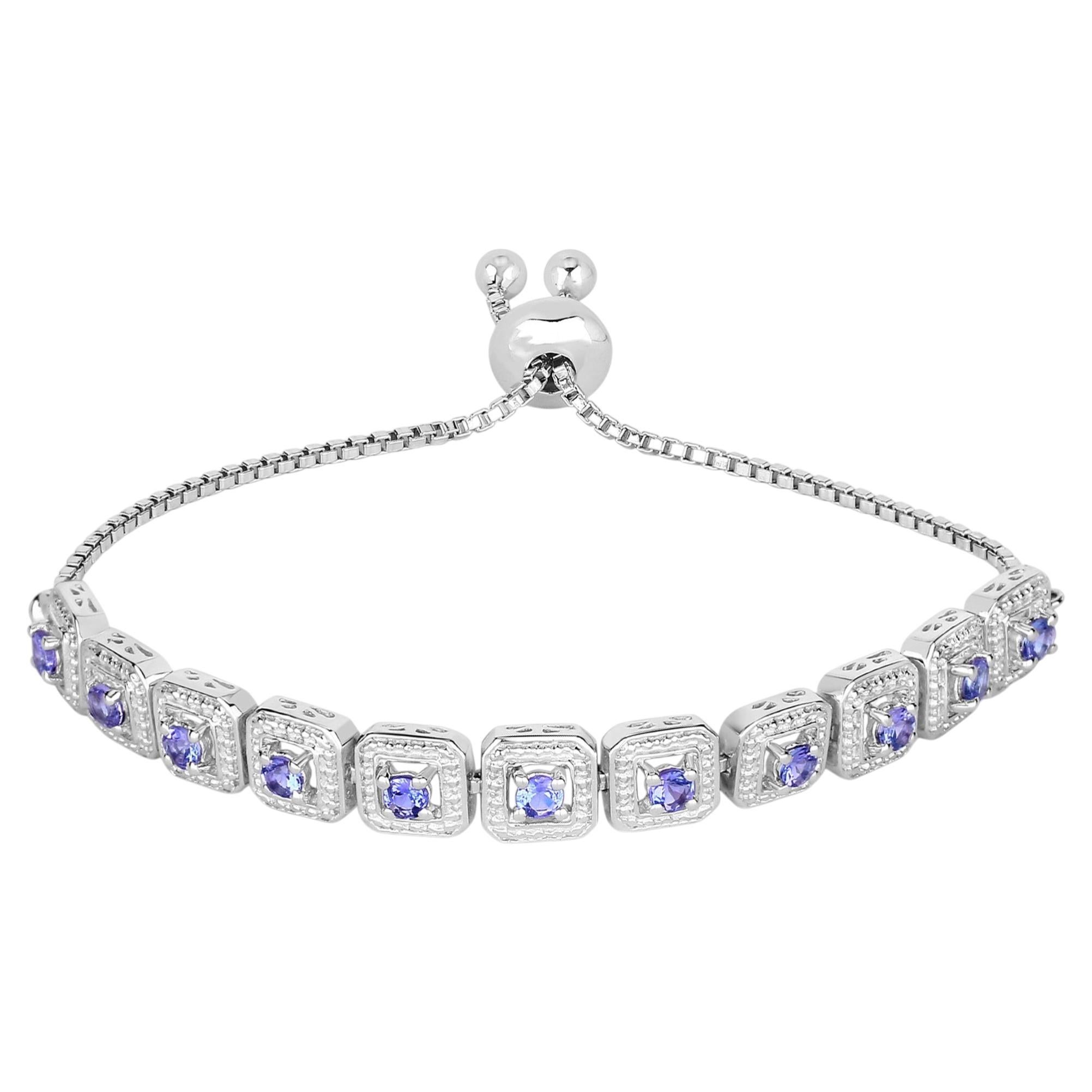 Tanzanite Bracelet 1.08 Carats Sterling Silver For Sale