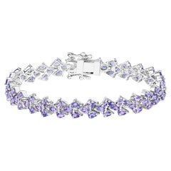 Tanzanite Bracelet 12 Carats Rhodium Plated Silver