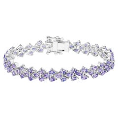 Tanzanite Bracelet 12 Carats Rhodium Plated Silver