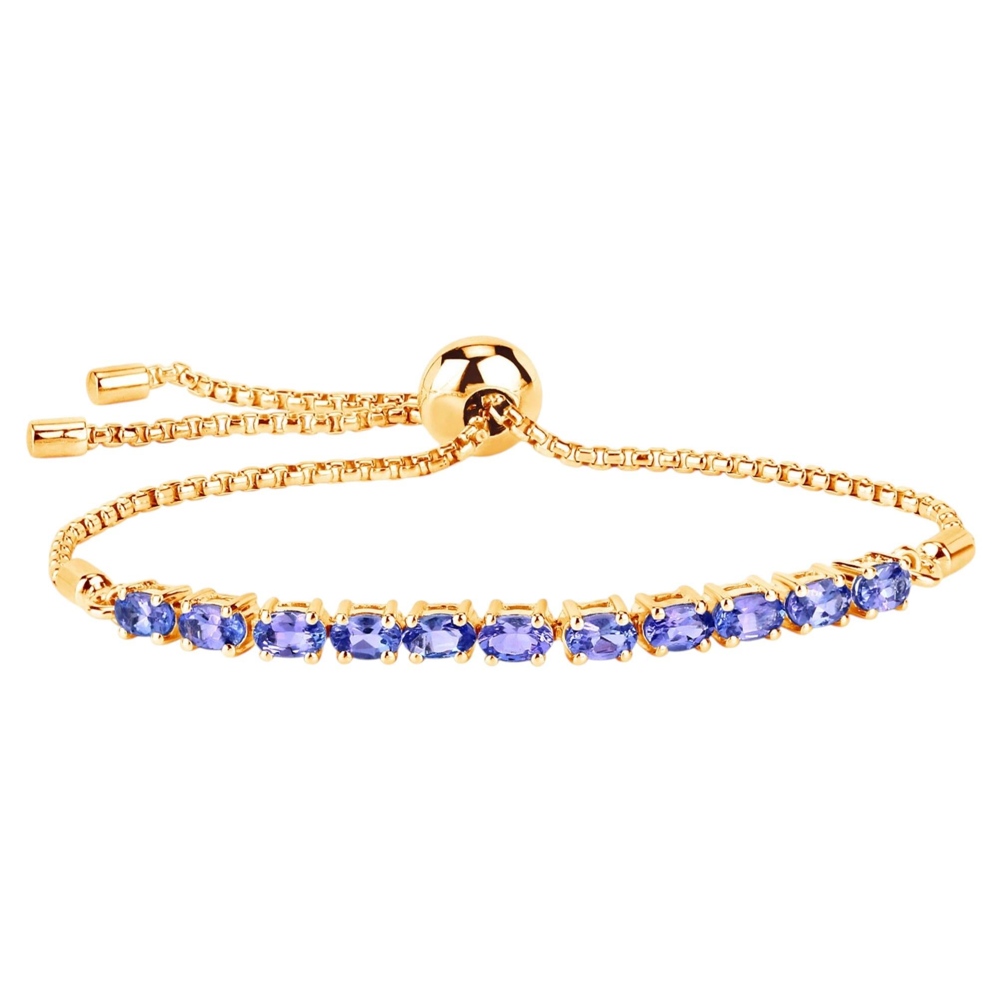 Tanzanite Bracelet 2.28 Carats Gold Plated Silver For Sale