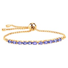 Tanzanite Bracelet 2.28 Carats Gold Plated Silver