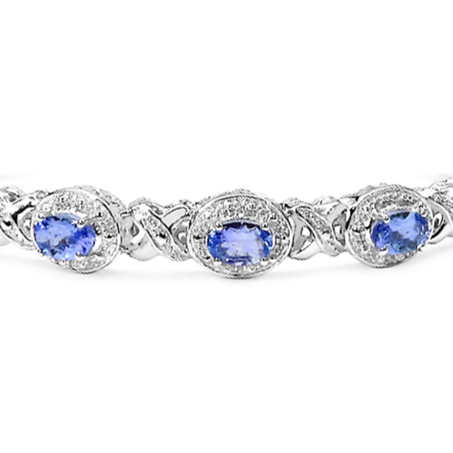 Contemporain Bracelet en Tanzanite 5.7 Carats Argent Sterling en vente