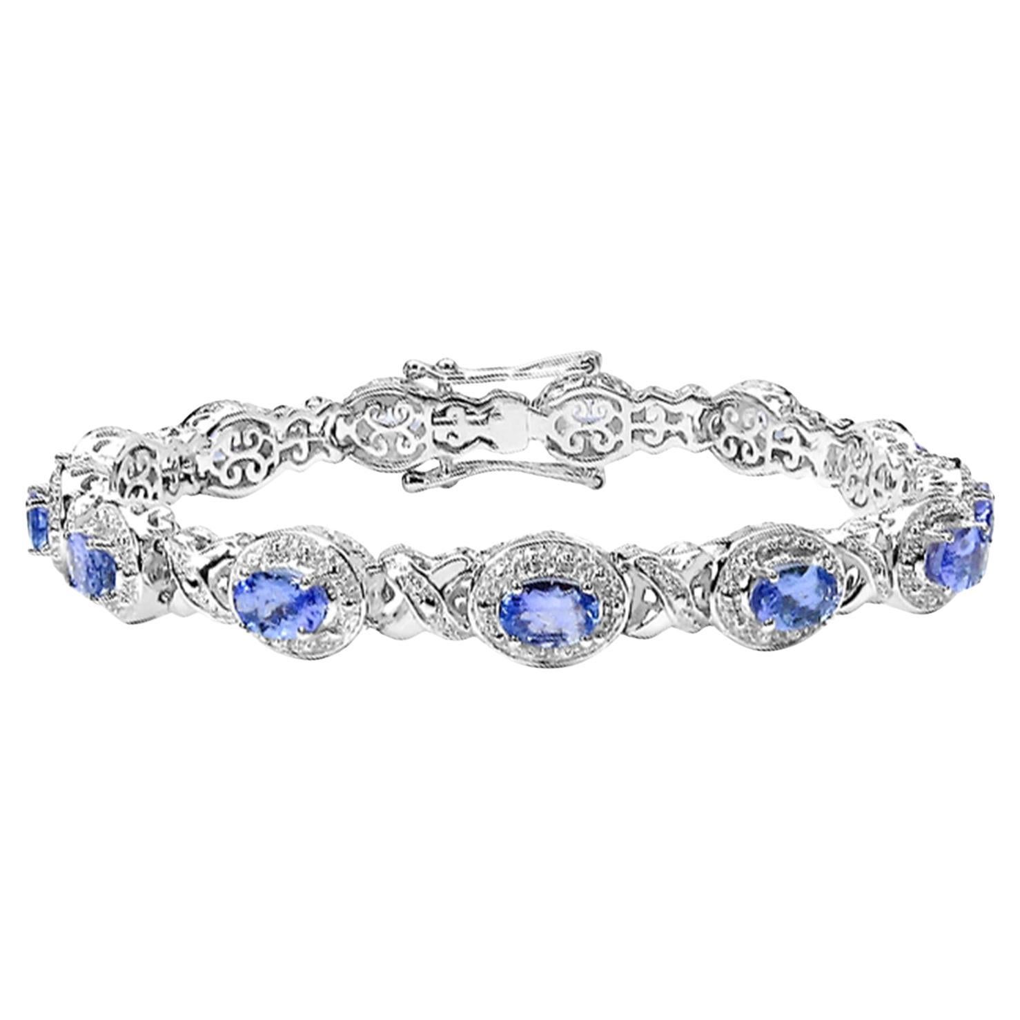 Bracelet en Tanzanite 5.7 Carats Argent Sterling en vente
