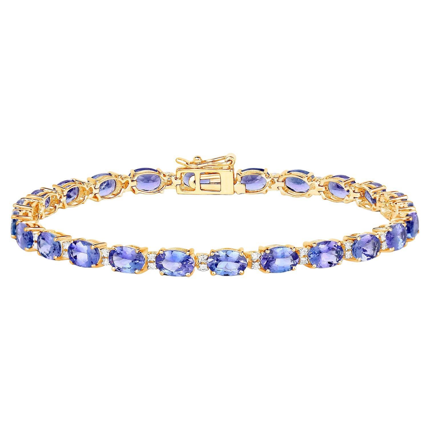 Pulsera Tanzanita Diamantes 10.8 Quilates Oro Amarillo 14K