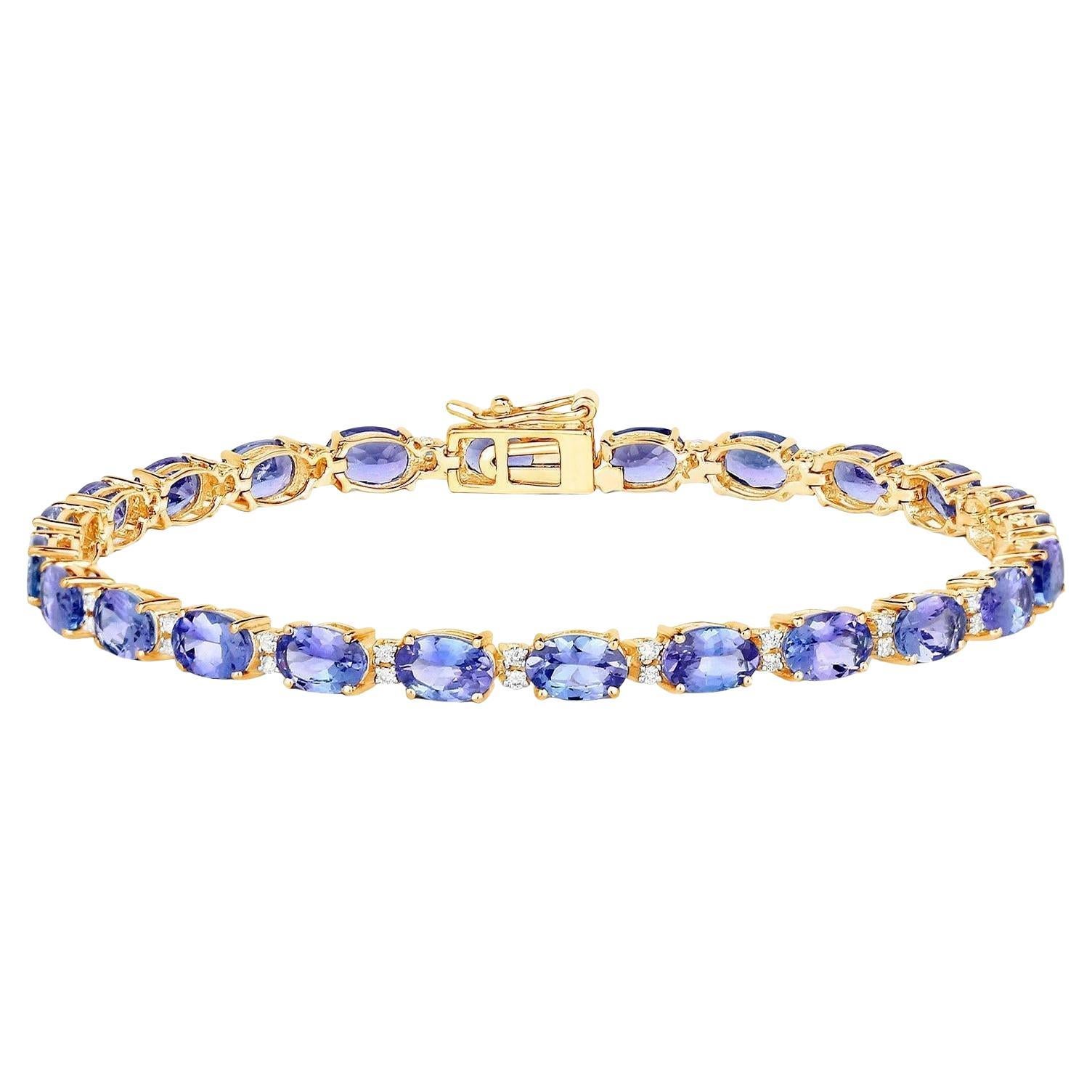 Pulsera Tanzanita Diamantes 10.8 Quilates Oro Amarillo 14K
