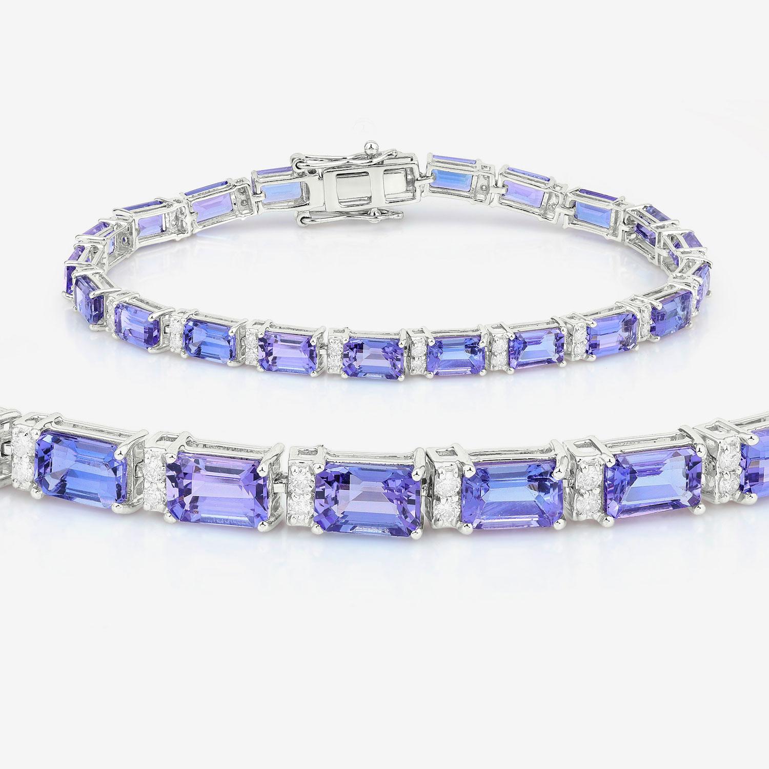 Pulsera Tanzanita Diamantes 12.3 Quilates Oro Blanco 14K Contemporáneo en venta