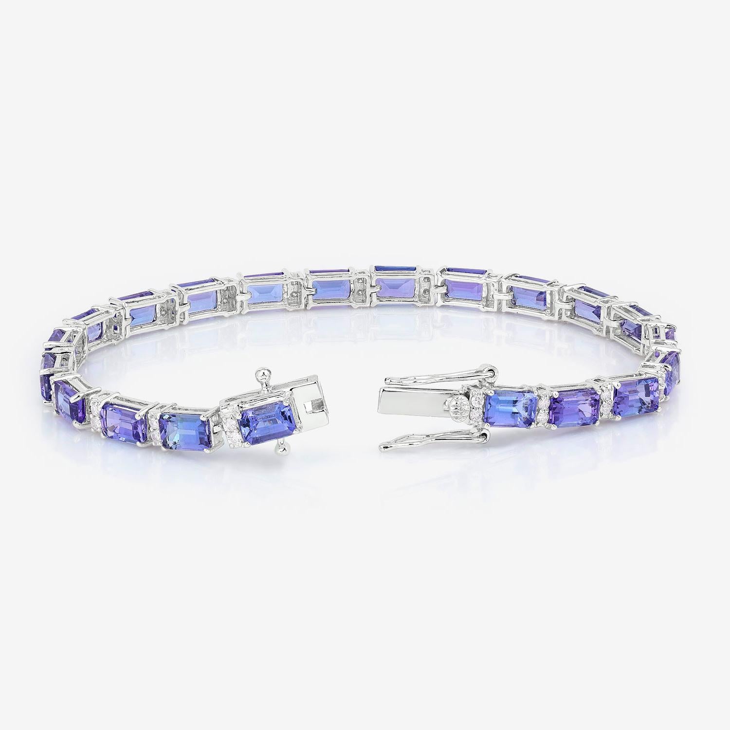 Pulsera Tanzanita Diamantes 12.3 Quilates Oro Blanco 14K en Excelente estado para la venta en Punta Gorda, FL