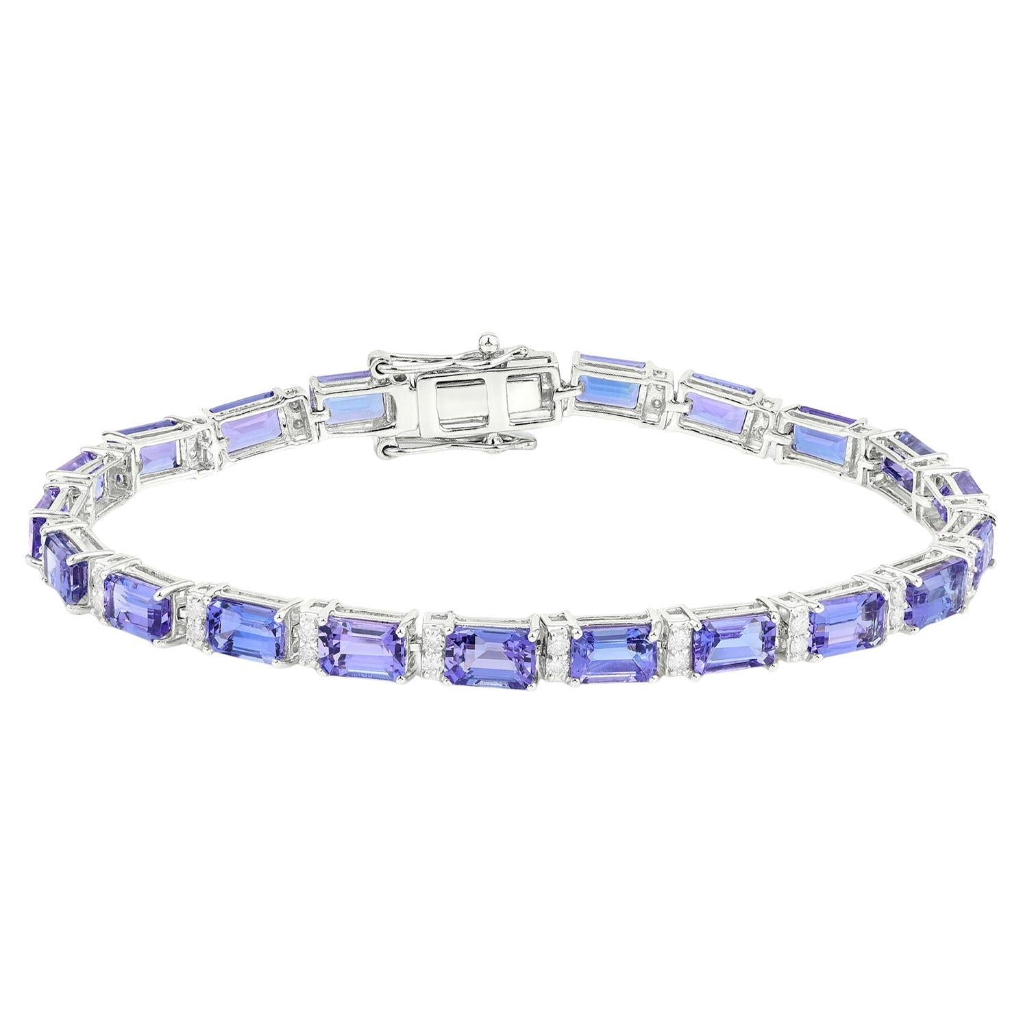 Tanzanite Bracelet Diamonds 12.3 Carats 14K White Gold