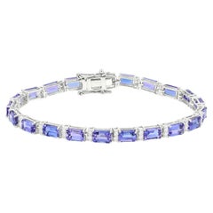 Tanzanite Bracelet Diamonds 12.3 Carats 14K White Gold