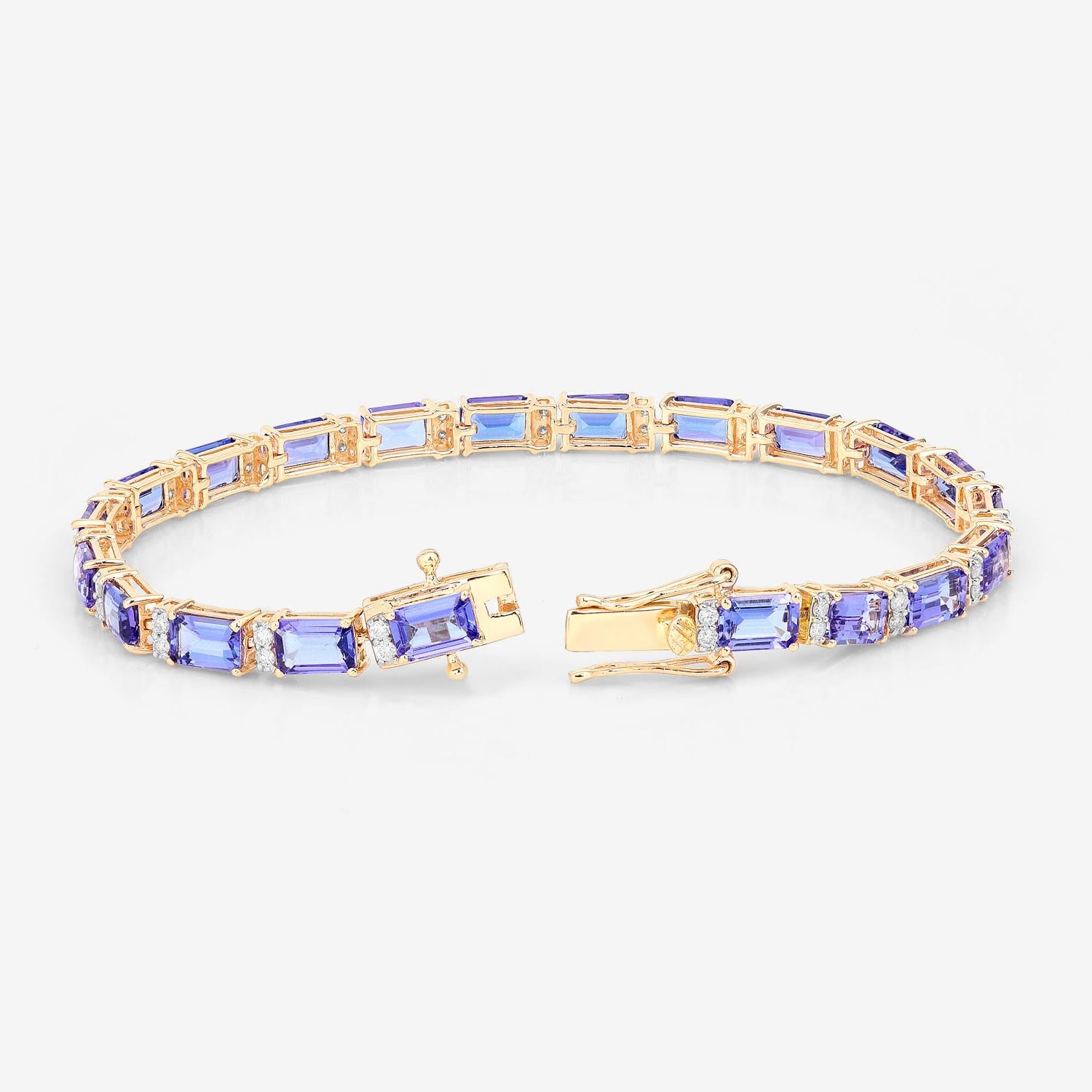 Tanzanite Bracelet Diamonds 12.3 Carats 14K Yellow Gold en Excelente estado para la venta en Punta Gorda, FL