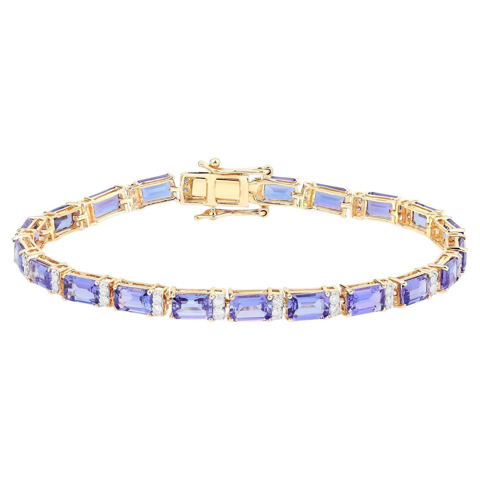 Tanzanite Bracelet Diamonds 12.3 Carats 14K Yellow Gold en venta