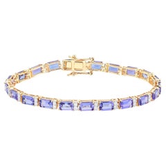Tanzanite Bracelet Diamonds 12.3 Carats 14K Yellow Gold