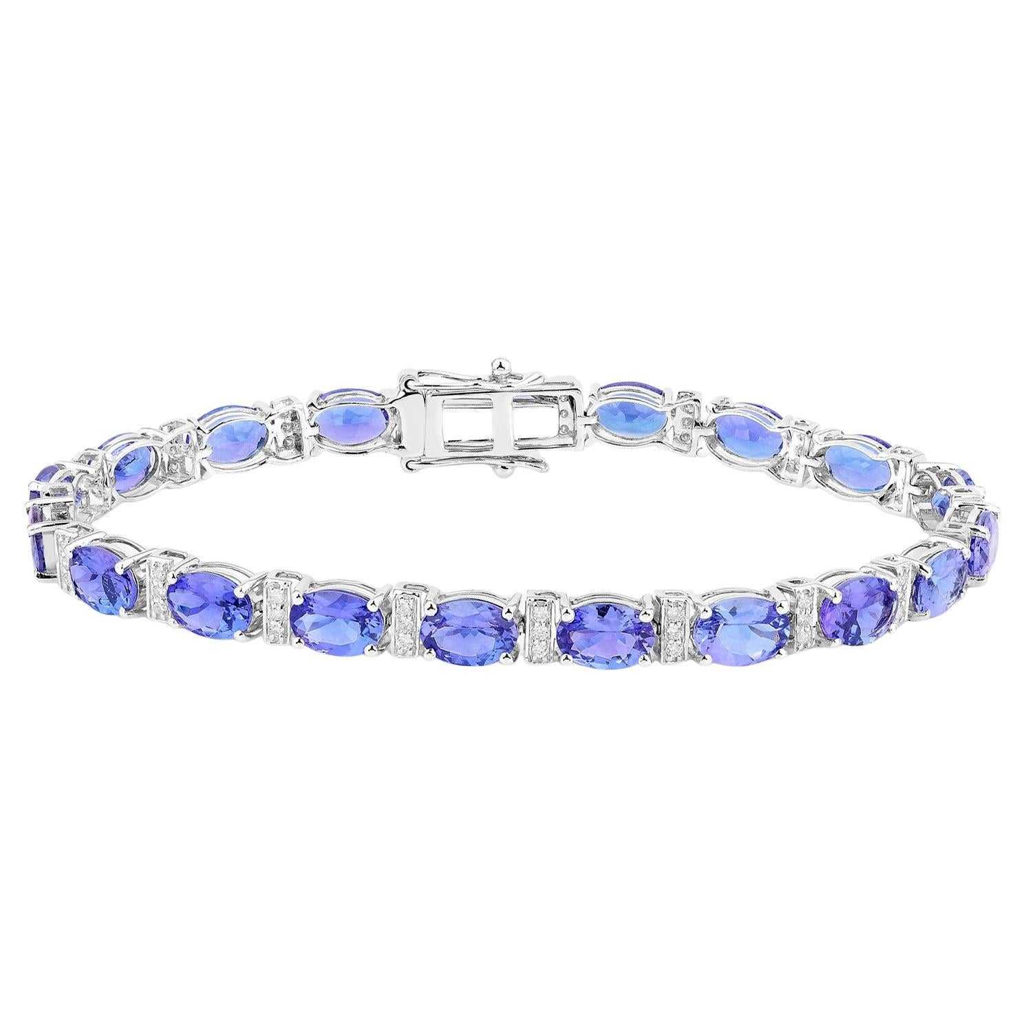 Tanzanite Bracelet Diamonds 14.6 Carats 14K White Gold