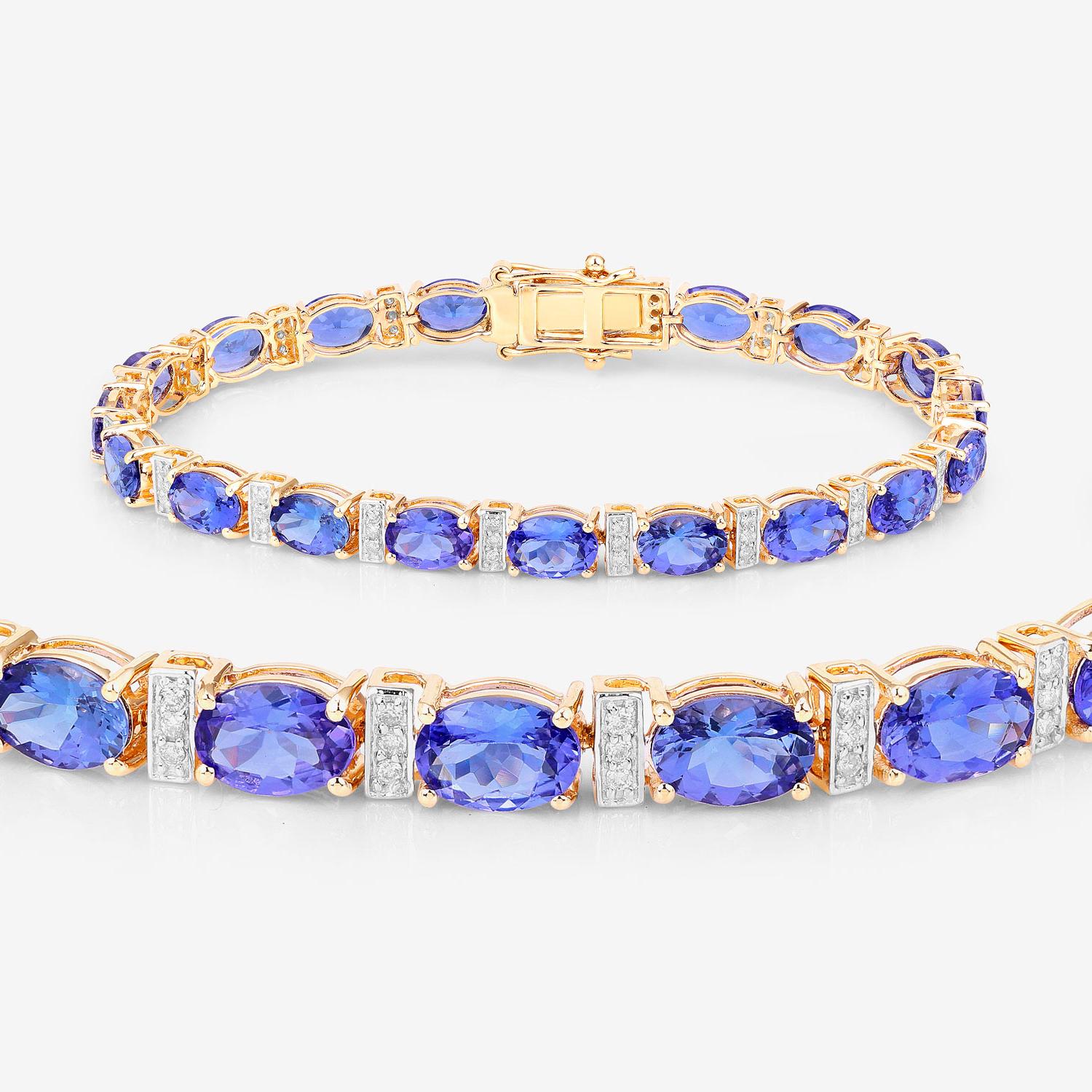 Tanzanite Bracelet Diamonds 14.6 Carats 14K Yellow Gold Contemporáneo en venta
