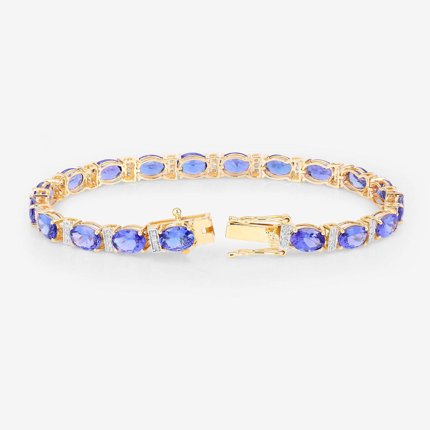 Tanzanite Bracelet Diamonds 14.6 Carats 14K Yellow Gold en Excelente estado para la venta en Punta Gorda, FL