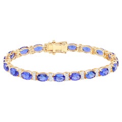 Tanzanite Bracelet Diamonds 14.6 Carats 14K Yellow Gold