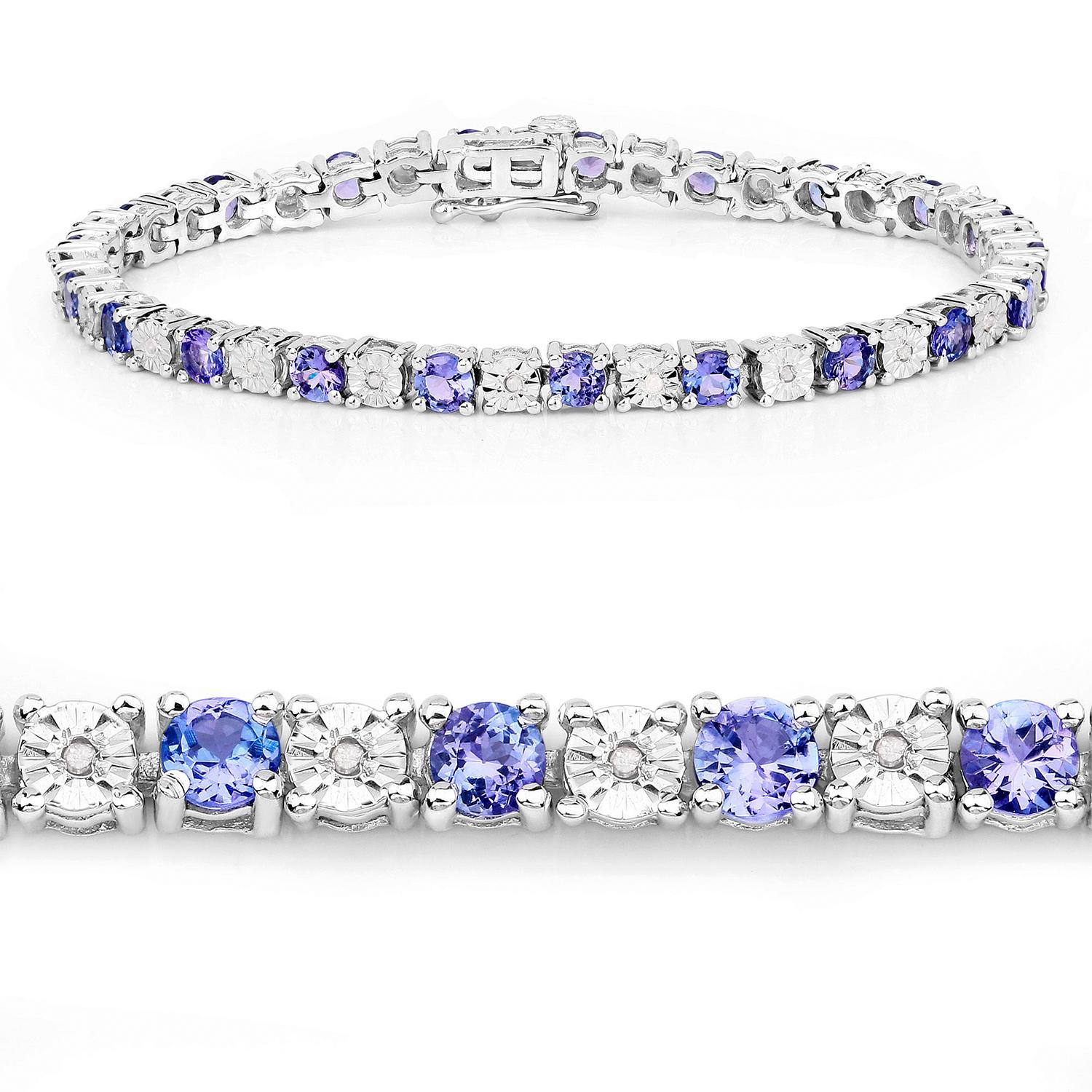Pulsera Tanzanita Diamantes 5,4 Quilates Plata Contemporáneo en venta